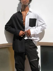 Camisa Con Botón Debajo Del Cuello Para Hombre